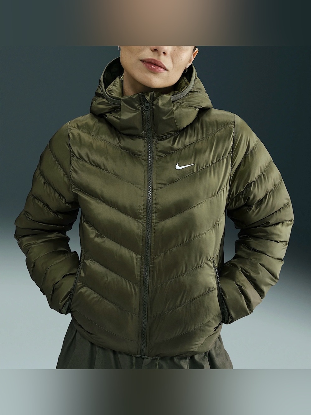 NWT $170 Nike Windpuffer Primaloft Therma-FIT Hooded Puffer Olive Women’s Medium